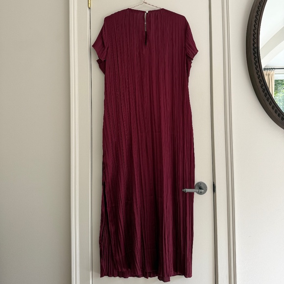 NWOT Madewell Slip Midi Dress in Plissé in Mulberry Wine Size L - Picture 7 of 8